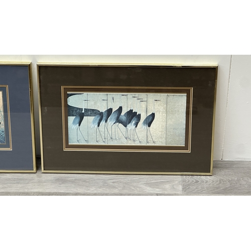 136 - Two gilt framed Japanese crane prints, one Suzuki Kiitsu and one Ogata Kōrin - both approx. 37cm hig... 