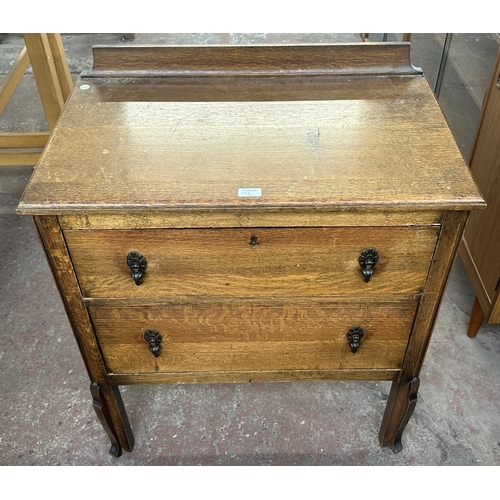 13E - An early 20th century oak chest of drawers - approx. 88cm high x 75cm wide x 45.5cm deep
