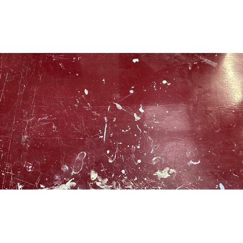 13H - A mid 20th century red painted two drawer desk - approx. 76cm high x 122cm wide x 62cm deep