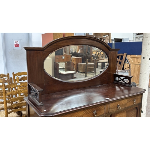13L - An early 20th century mahogany mirror back sideboard - approx. 155cm high x 135cm wide x 51cm deep