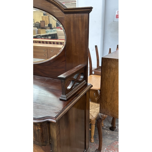 13L - An early 20th century mahogany mirror back sideboard - approx. 155cm high x 135cm wide x 51cm deep