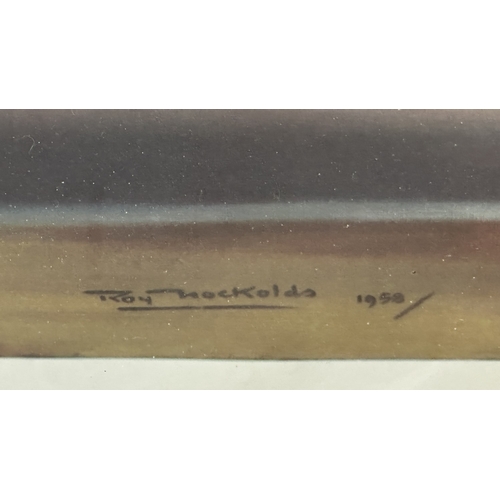 140 - Three framed racing car prints, one Jeremy Mallard 'Juan Manuel Fangio' limited edition 10/100 signe... 