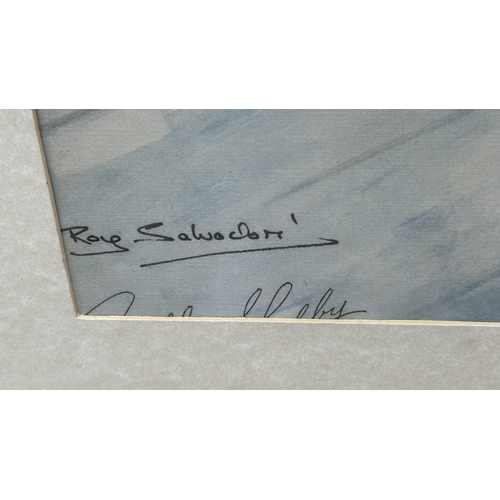 140 - Three framed racing car prints, one Jeremy Mallard 'Juan Manuel Fangio' limited edition 10/100 signe... 