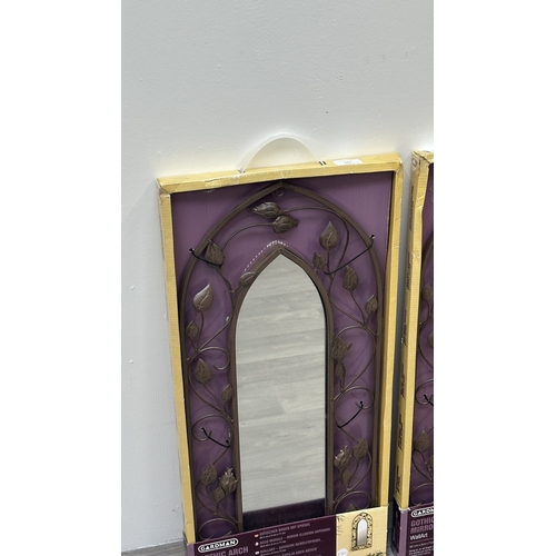 143 - Two boxed Gardman Gothic arch top wall mirrors - approx. 30.5cm x 2cm x 71cm