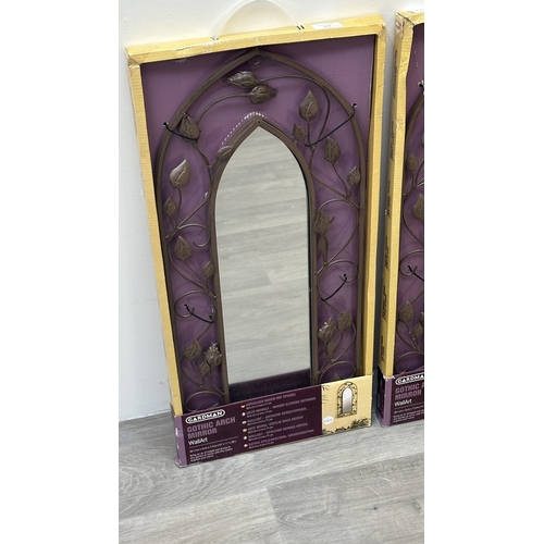 143 - Two boxed Gardman Gothic arch top wall mirrors - approx. 30.5cm x 2cm x 71cm