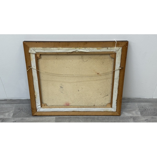 144 - A late 20th century framed oil on canvas of a hunting dog scene, signed L. Eiford - approx. 58cm hig... 