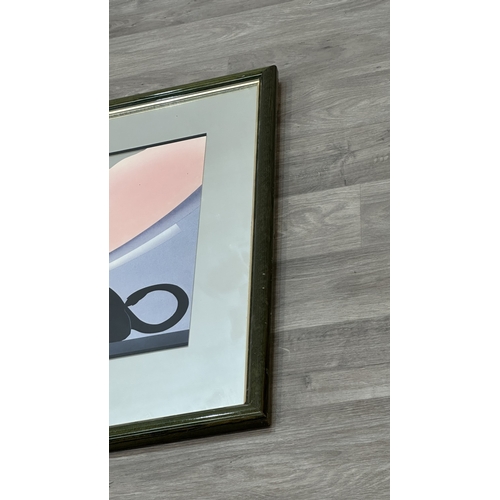 145 - A 1980s Art Deco style panther mirror print, after Carlos Sanchez - approx. 76cm high x 114cm wide