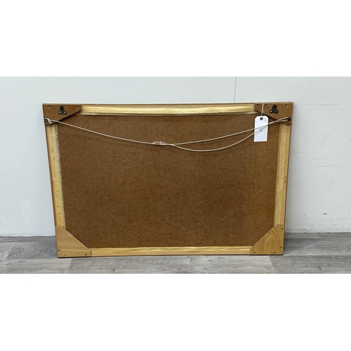 145 - A 1980s Art Deco style panther mirror print, after Carlos Sanchez - approx. 76cm high x 114cm wide