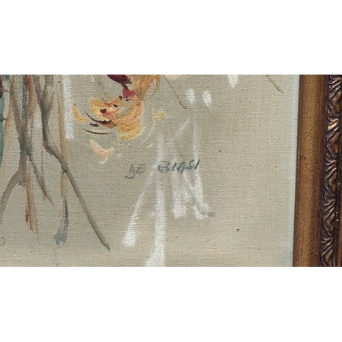 146 - Two 19th century style gilt framed floral oils on canvas - approx. 77cm high x 44cm wide