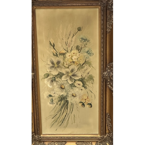 146 - Two 19th century style gilt framed floral oils on canvas - approx. 77cm high x 44cm wide