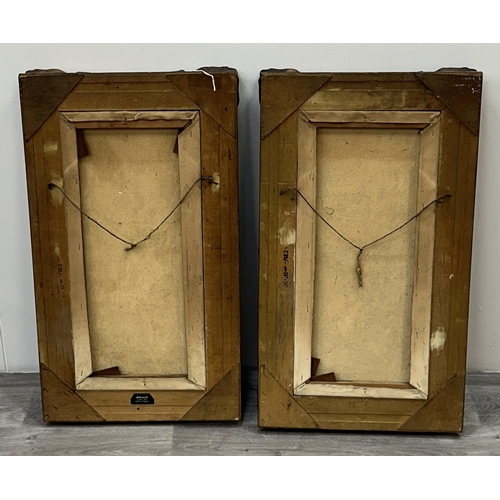 146 - Two 19th century style gilt framed floral oils on canvas - approx. 77cm high x 44cm wide