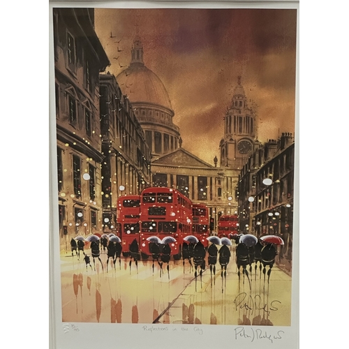 149 - A framed Peter Rodgers 'Reflections in the City' pencil signed limited edition 35/195 print with cer... 