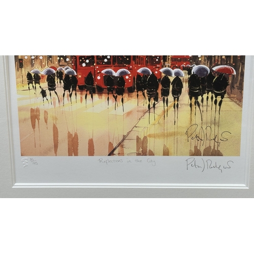 149 - A framed Peter Rodgers 'Reflections in the City' pencil signed limited edition 35/195 print with cer... 