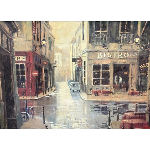 157 - A Marilyn Simandle 'Side Street Bistro' canvas print - approx. 89cm high x 119cm wide