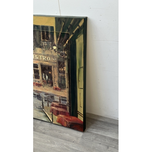 157 - A Marilyn Simandle 'Side Street Bistro' canvas print - approx. 89cm high x 119cm wide