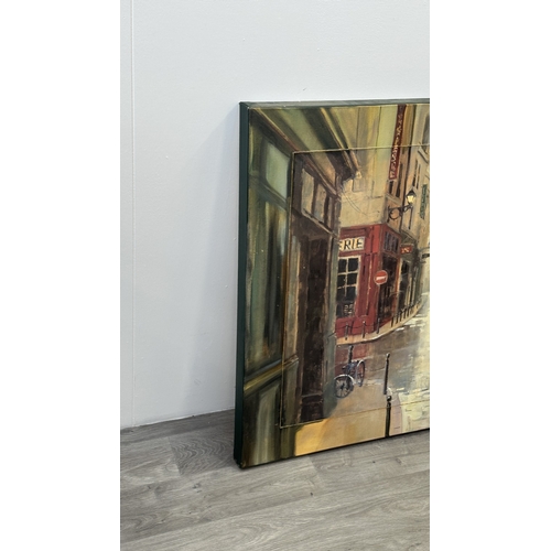 157 - A Marilyn Simandle 'Side Street Bistro' canvas print - approx. 89cm high x 119cm wide