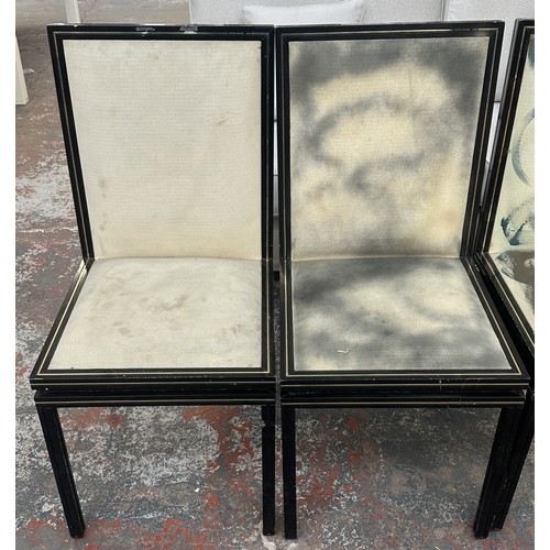 17 - Five 1970s Pierre Vandel of Paris black lacquered aluminium and fabric upholstered dining chairs