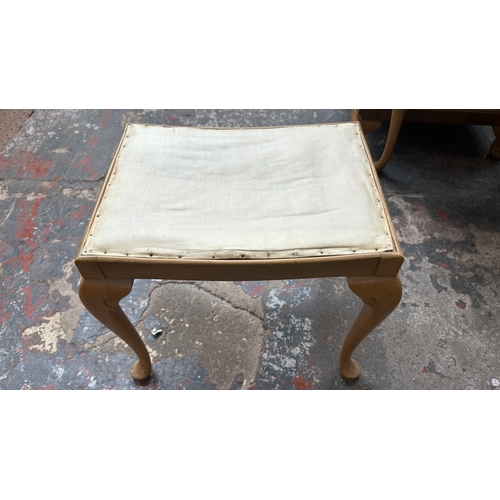 25 - A mid 20th century Heathland Furniture walnut dressing table and stool - approx. 157cm high includin... 