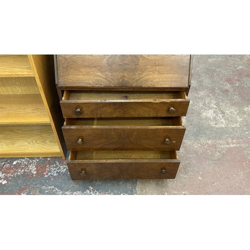 29 - A mid 20th century walnut bureau - approx. 106cm high x 76cm wide x 43cm deep