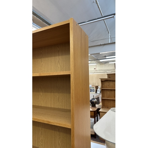 30 - A modern oak effect six tier bookcase - approx. 203cm high x 80cm wide x 28cm deep