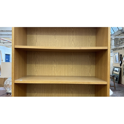 30 - A modern oak effect six tier bookcase - approx. 203cm high x 80cm wide x 28cm deep