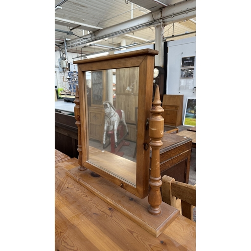 35 - Two pieces of Victorian style pine furniture, one dressing table mirror - approx. 59cm high x 61cm w... 