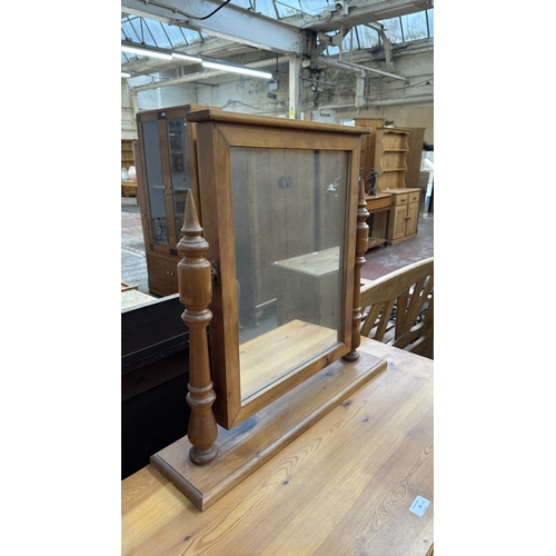 35 - Two pieces of Victorian style pine furniture, one dressing table mirror - approx. 59cm high x 61cm w... 