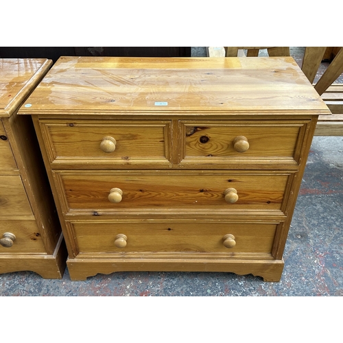 35 - Two pieces of Victorian style pine furniture, one dressing table mirror - approx. 59cm high x 61cm w... 