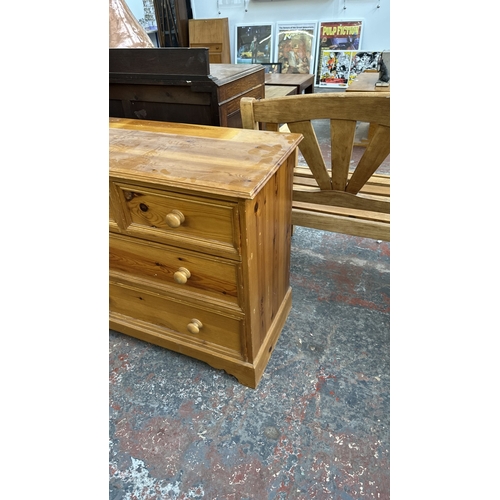 35 - Two pieces of Victorian style pine furniture, one dressing table mirror - approx. 59cm high x 61cm w... 