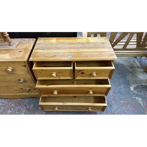 35 - Two pieces of Victorian style pine furniture, one dressing table mirror - approx. 59cm high x 61cm w... 