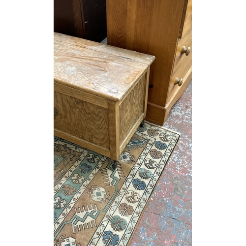 37 - Two pieces of furniture, one Victorian style beech free standing towel rail - approx. 78cm high x 63... 