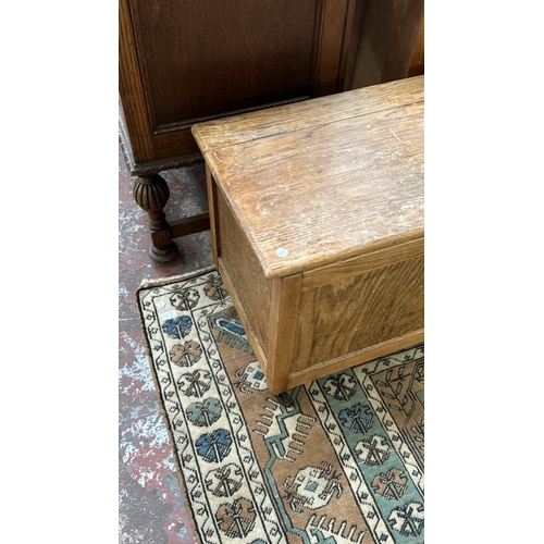 37 - Two pieces of furniture, one Victorian style beech free standing towel rail - approx. 78cm high x 63... 