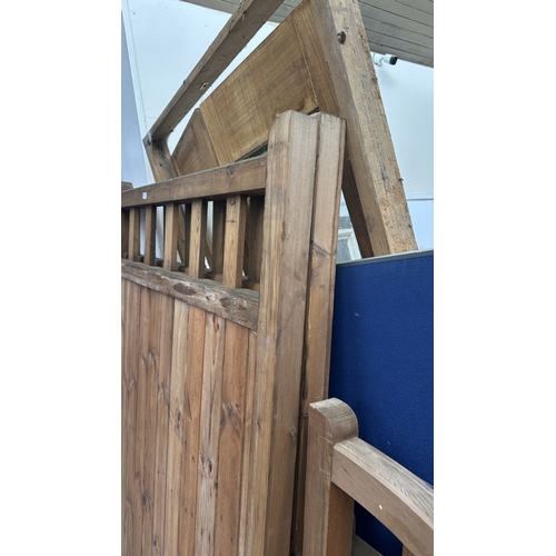 44 - A pair of tanalised timber driveway gates - approx. 182cm high x 160cm wide