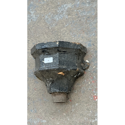 49 - A Victorian black painted cast iron drain hopper - approx. 25cm high x 25cm wide x 17cm deep