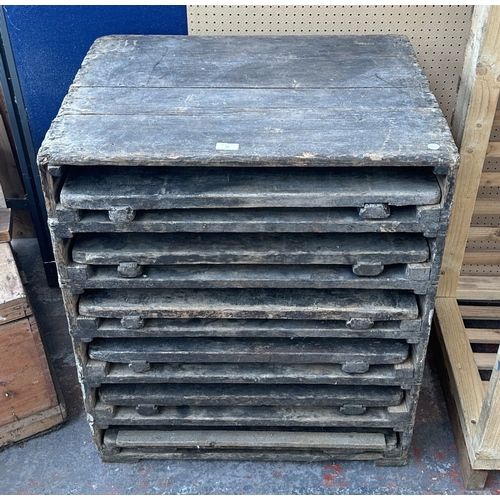 52 - An early 20th century pine drying rack - approx. 83cm high x 72cm wide x 55cm deep