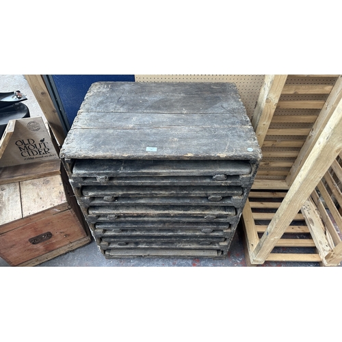 52 - An early 20th century pine drying rack - approx. 83cm high x 72cm wide x 55cm deep