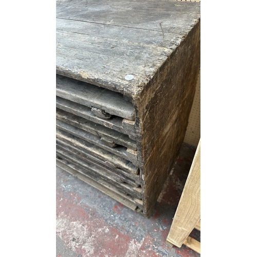 52 - An early 20th century pine drying rack - approx. 83cm high x 72cm wide x 55cm deep