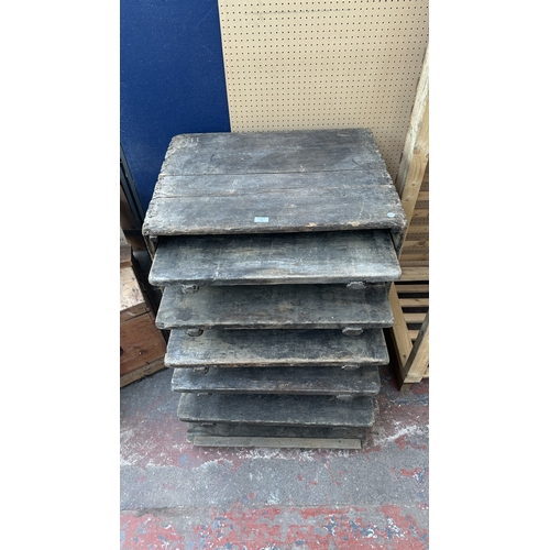 52 - An early 20th century pine drying rack - approx. 83cm high x 72cm wide x 55cm deep