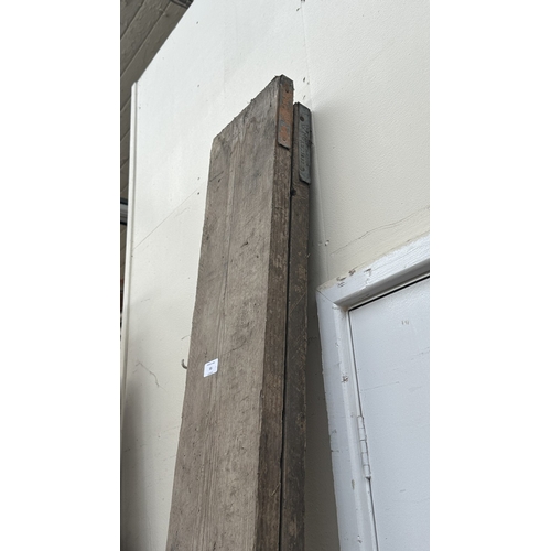 55 - Three wooden scaffolding planks - largest approx. 244cm long x 22cm wide and smallest approx. 112cm ... 