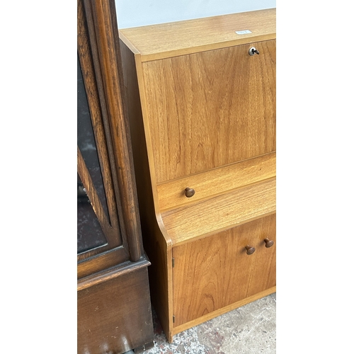 63B - A mid 20th century Remploy teak bureau - approx. 99cm high x 61cm wide x 35cm deep