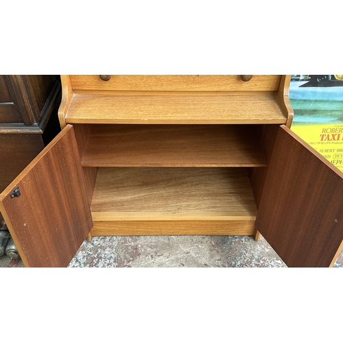 63B - A mid 20th century Remploy teak bureau - approx. 99cm high x 61cm wide x 35cm deep