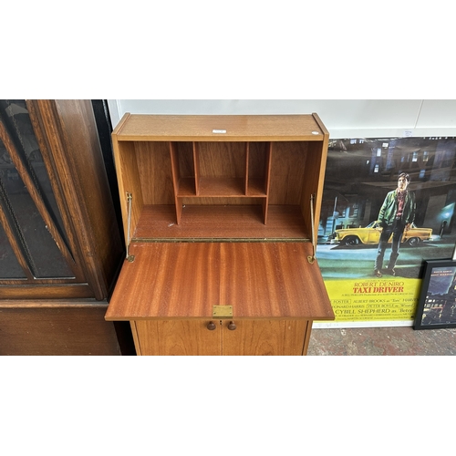 63B - A mid 20th century Remploy teak bureau - approx. 99cm high x 61cm wide x 35cm deep