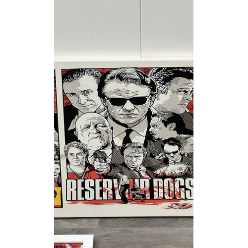 63D - Two reproduction prints, one framed Pulp Fiction poster - approx. 89cm high x 64cm wide and one canv... 