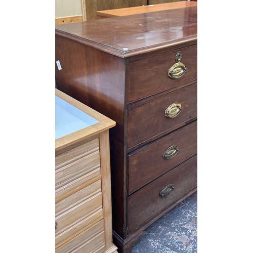 64 - A George III mahogany chest of drawers - approx. 108cm high x 120cm wide x 54cm deep