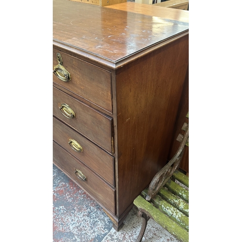 64 - A George III mahogany chest of drawers - approx. 108cm high x 120cm wide x 54cm deep