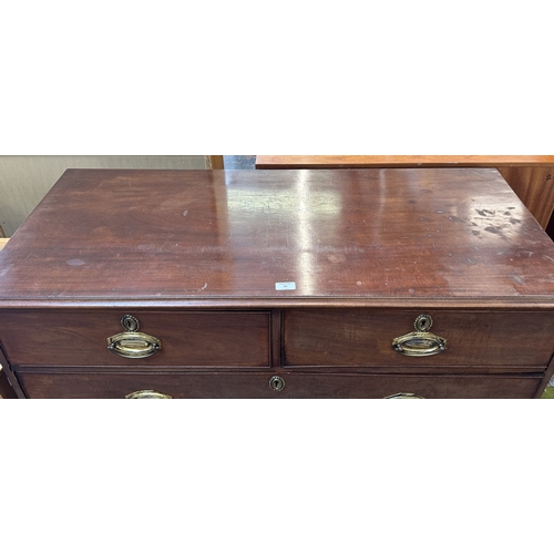 64 - A George III mahogany chest of drawers - approx. 108cm high x 120cm wide x 54cm deep