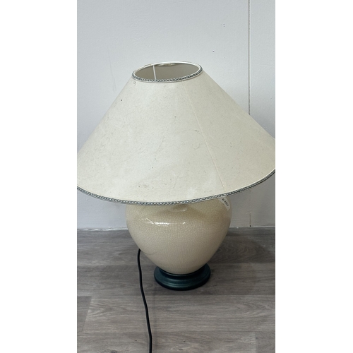 65 - Three modern table lamps, one Laura Ashley Home Henshaw black, one BHS crackle glazed ceramic and gr... 