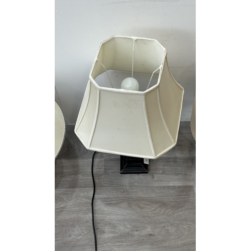 65 - Three modern table lamps, one Laura Ashley Home Henshaw black, one BHS crackle glazed ceramic and gr... 