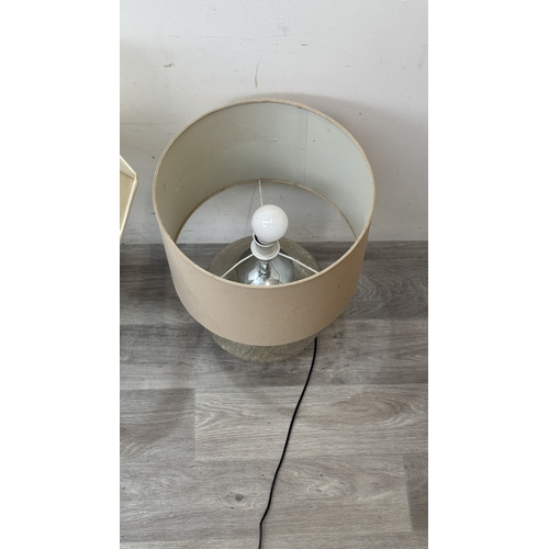 65 - Three modern table lamps, one Laura Ashley Home Henshaw black, one BHS crackle glazed ceramic and gr... 