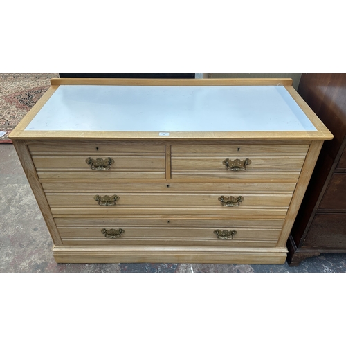 66 - An Edwardian satinwood chest of drawers with later white laminate and beech top - approx. 87cm high ... 